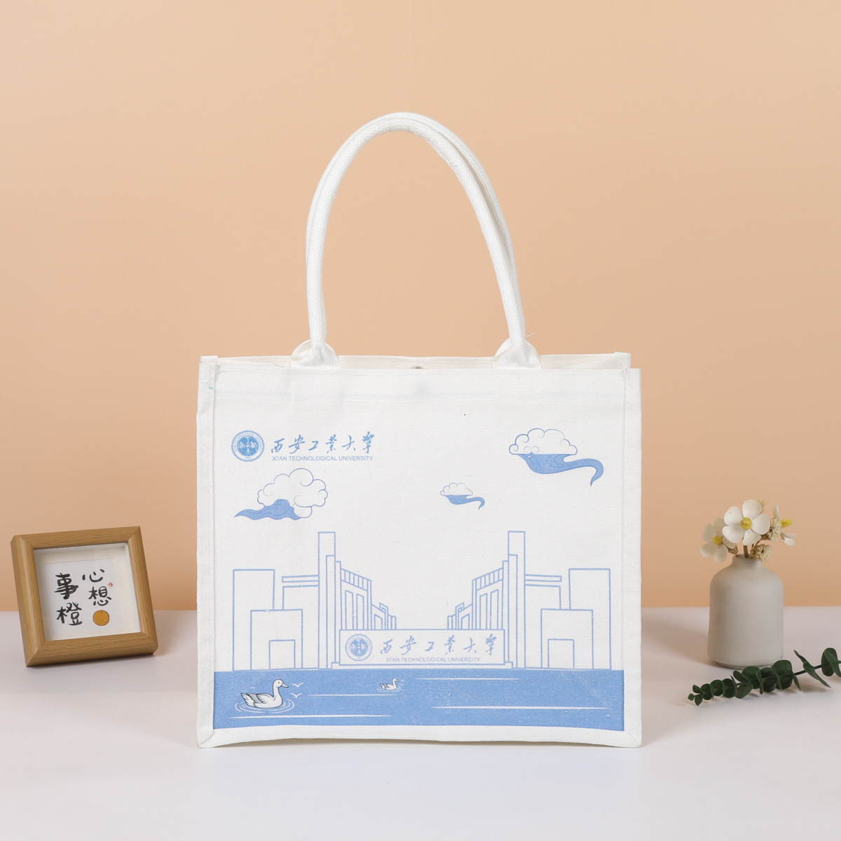 厂家现货文创城市托特包覆膜帆布袋印logo地标网红景点小批量批发