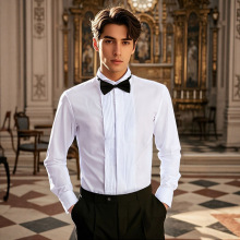 速卖通爆款礼服衬衣男燕尾领伴郎服衬衣新郎结婚演出服大码男装