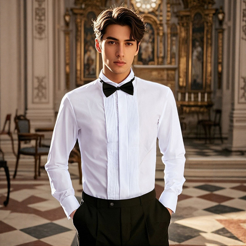 Aliexpress Popular Dress Shirt Men's Swallowtail Collar Groomsmen Shirt Groom Wedding Performance Clothing Plus Size Men's Clothing