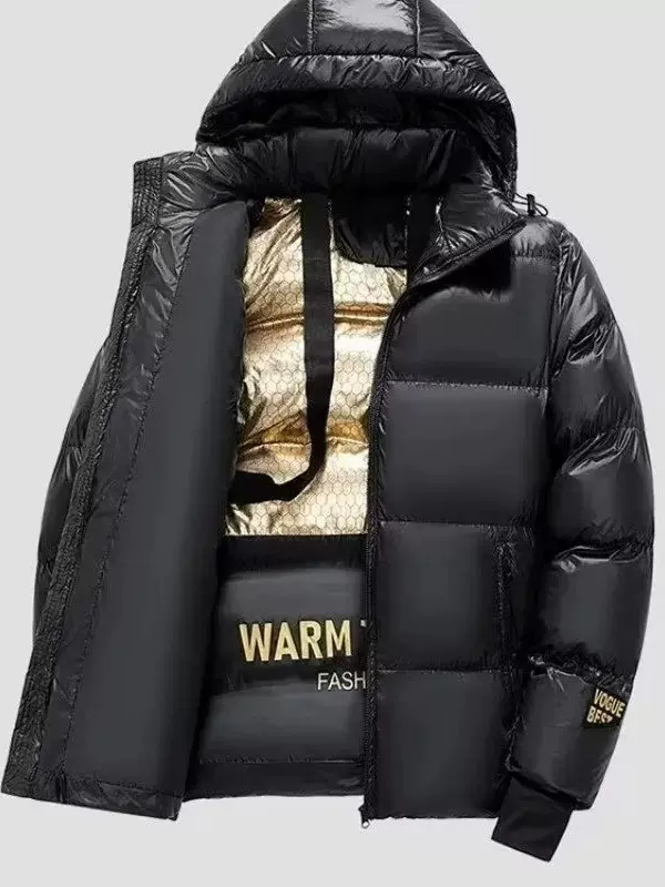 棉衣男冬黑金背带棉服时尚外套连帽青年加厚棉衣棉服棉袄