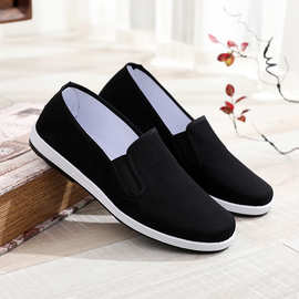 批发老北京布鞋男新款相巾工作鞋中老年黑布鞋防滑一脚蹬布鞋