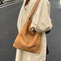 复古麂皮绒女韩系ins单肩包大容量小众设计简约腋下包洋气hobo包