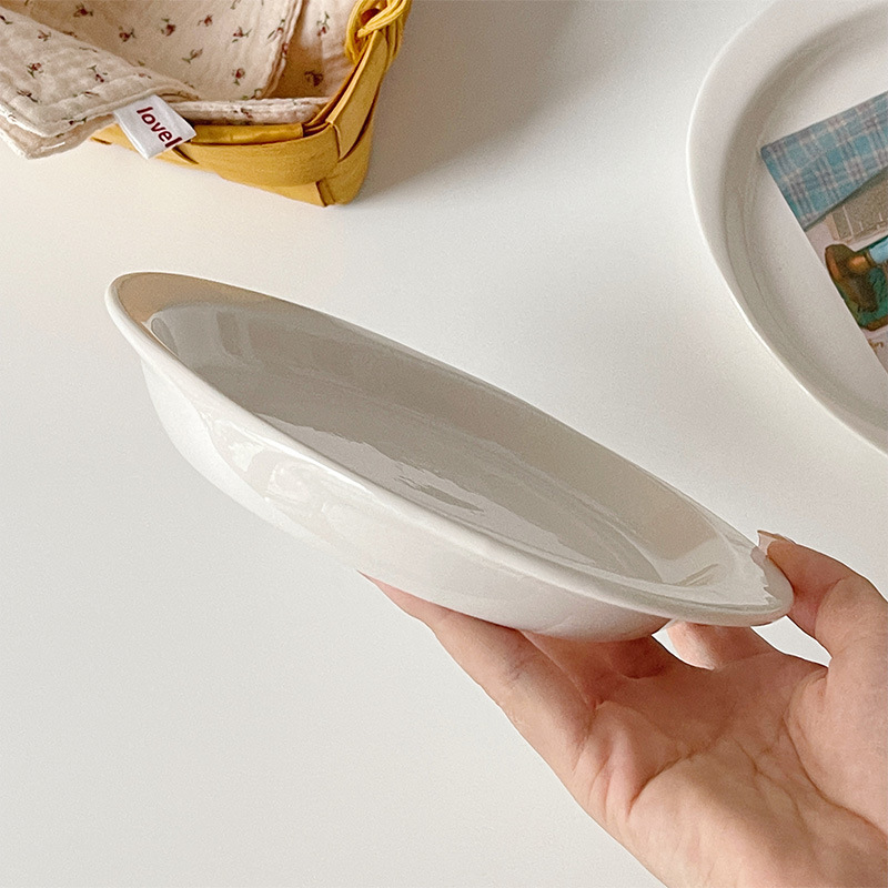 5ZV7 Muni ins minimalist pure white small round plate breakfast afternoon tea snacks serving dish home bone plate ceramic