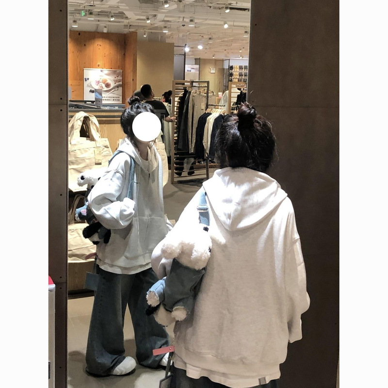 薄款300g爆款oversize美式高街连帽卫衣女季慵懒风拉链开衫外套潮|undefined