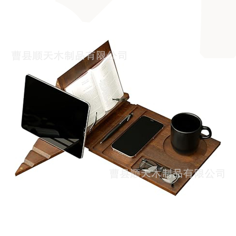 木製読書スタンド折りたたみページクリップ家庭用携帯電話タブレットホルダー角度調整可能な読書スタンド|undefined