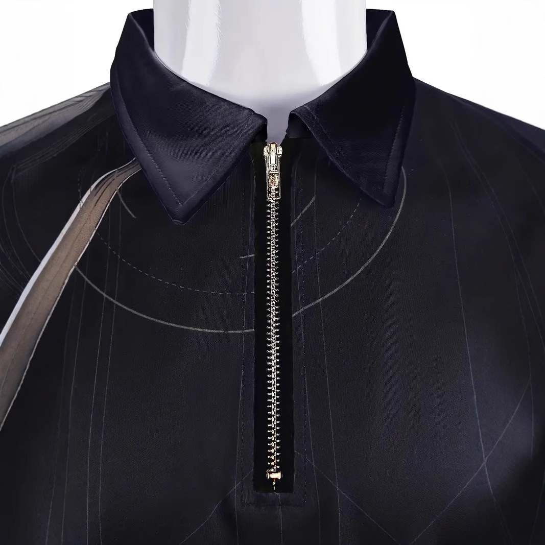 Tendencia de moda Camisa POLO con cremallera suelta y transpirable con ancho de hombro recto de la calle principal de negocios para hombres con estampado digital en 3D