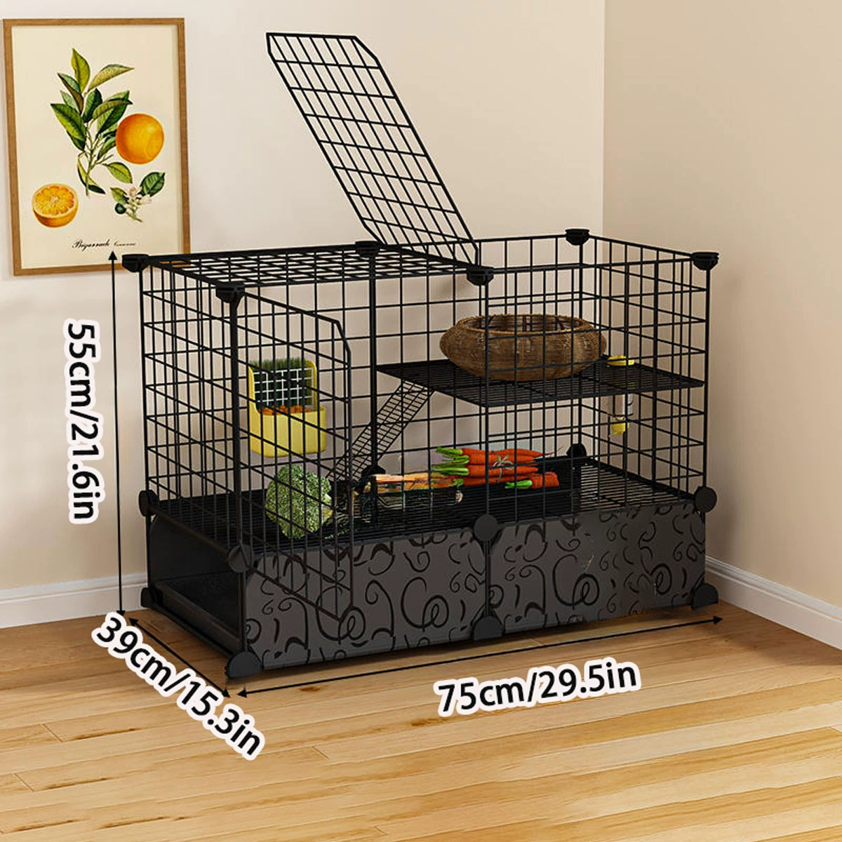 Клетка для кроликов с защитой от мочи, двухъярусная, для домашнего использования, аксессуары для кроликов, морских свинок и белок, очень большое гнездо для кроликов, роскошная вилла для дома