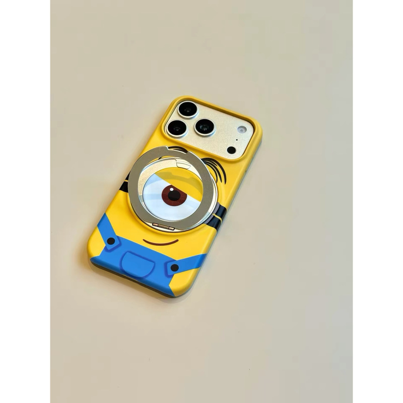 Fun and Cute Minion 360 All-In-One Stand Suitable for iPhone 17 Pro Max, Apple 16 Phone Case, 15 Hard Case