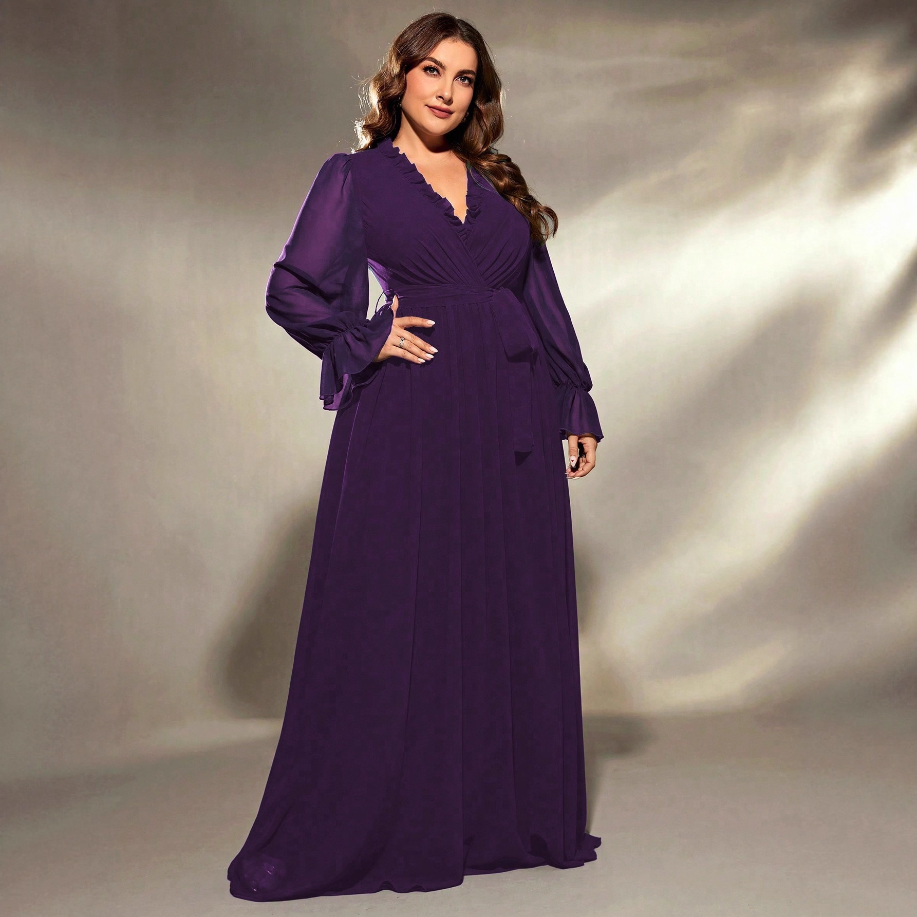 Otoño nuevo vestido de chiffon de mujer larga arena de vacaciones de playa super flauta delgada vestido largo al por mayor
