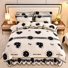 冬季牛奶绒四件套双面加绒保暖床单被罩床裙款家用三件套礼品专用