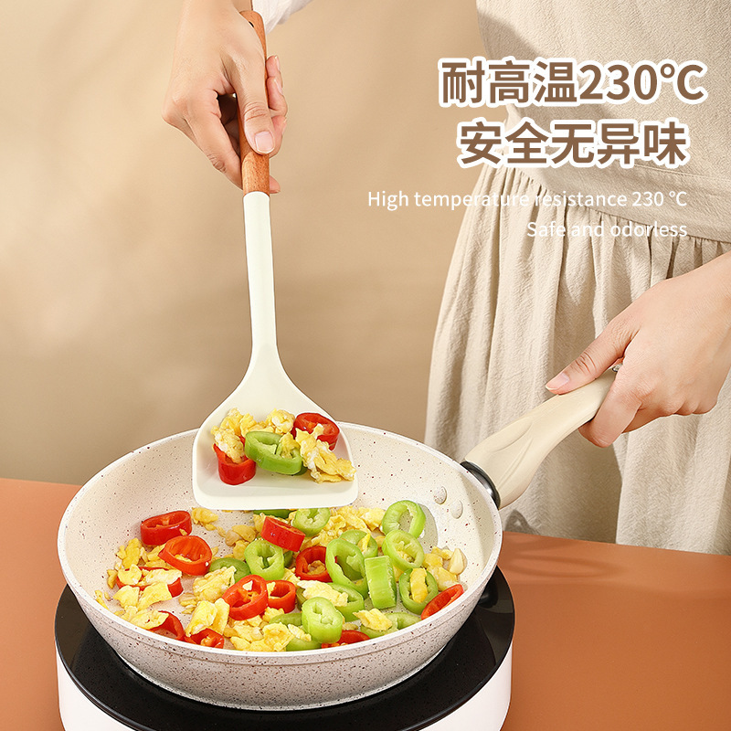 Nuevos productos de cocina de silicona 5 piezas de conjunto de mango blanco alargado diseño de tarjeta de silicona de grado alimenticio resistente a alta temperatura