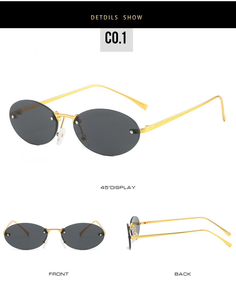 Fashion Streetwear Solid Color Ac Oval Frame Frameless Women's Sunglasses display picture 14