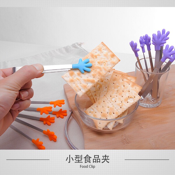 Creative silicone non-slip small food tongs stainless steel