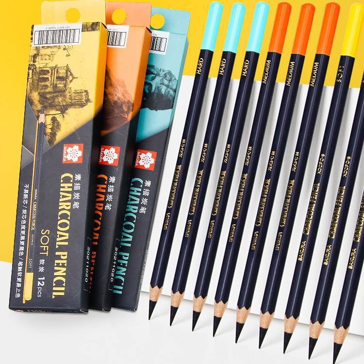 Sakura flor de sakura boceto lápiz de carbón especial para artistas de pintura de boceto de carbón blando lápiz blando medio duro