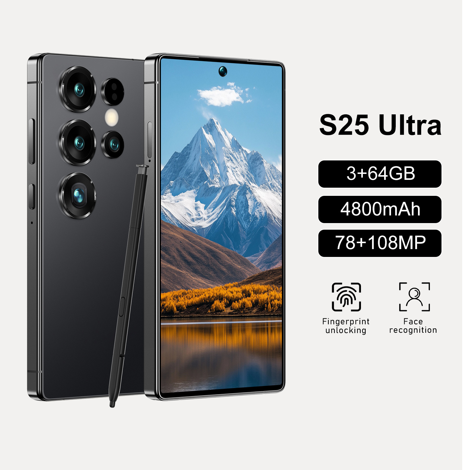 新款跨境S25 Ultra智能手机5.0英寸全面屏内置笔热销爆品机型2+16