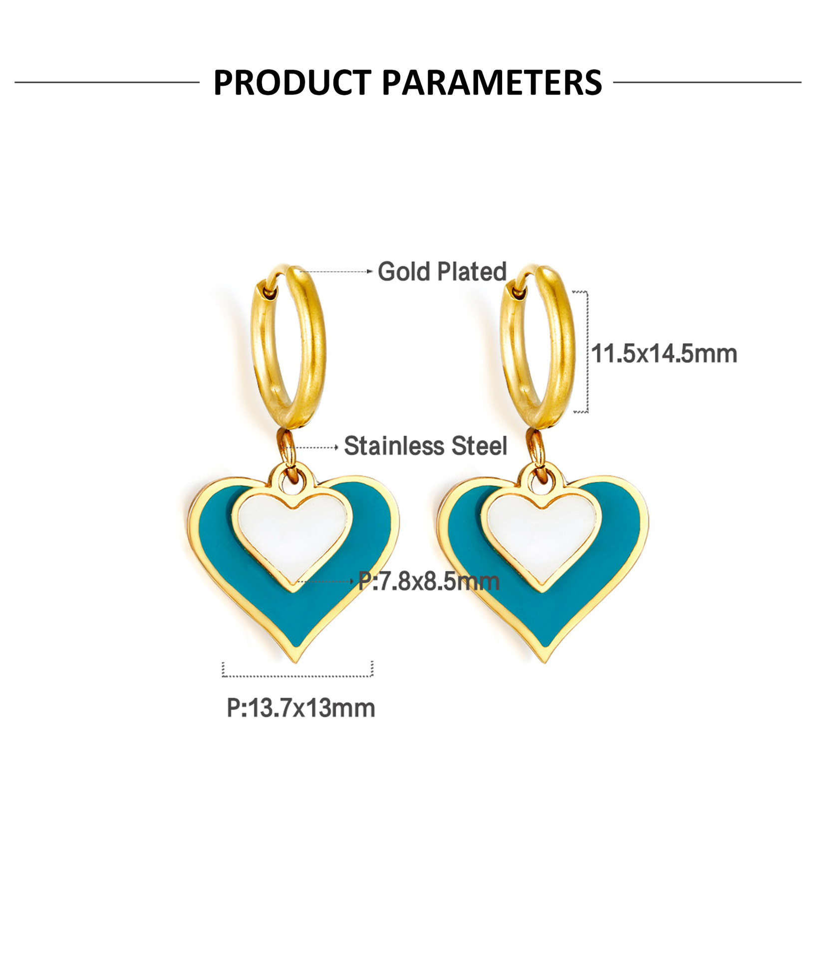 Fashion Water Droplets Heart Shape Stainless Steel Plating Drop Earrings 1 Pair display picture 1