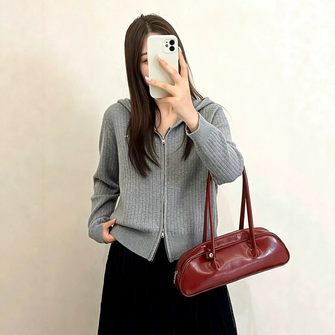 大码女装连帽双拉链针织开衫2026秋款胖mm宽松遮肉短款外套