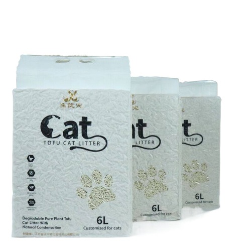 Deodorizing dust-free flushable toilet cat litter with milk fragrance 6L cat box litter for catteries using fast clumping non-stick tofu cat litter wholesale
