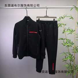 欧美男女秋冬新款 Pr裤子红色胶条运动套装口袋拉链 平替跨境欧货
