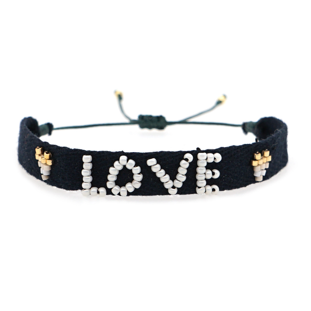 Miyuki bead braided LOVE letter ribbon bracelet wholesale jewelry Nihaojewelrypicture6