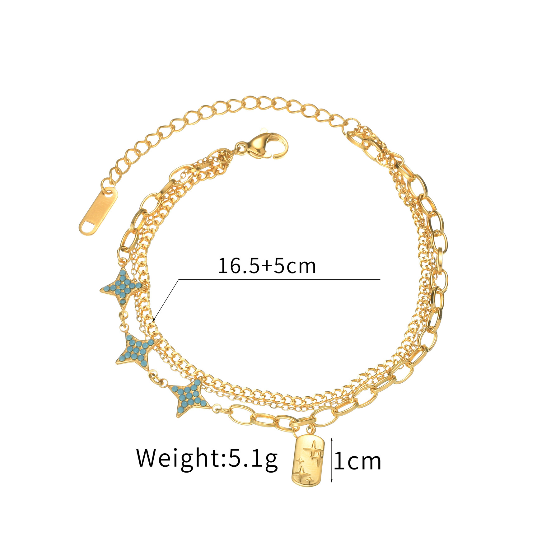 Multi-layer Geometric Bracelet For Women In Gold Plated Stainless Steel_voghion.com