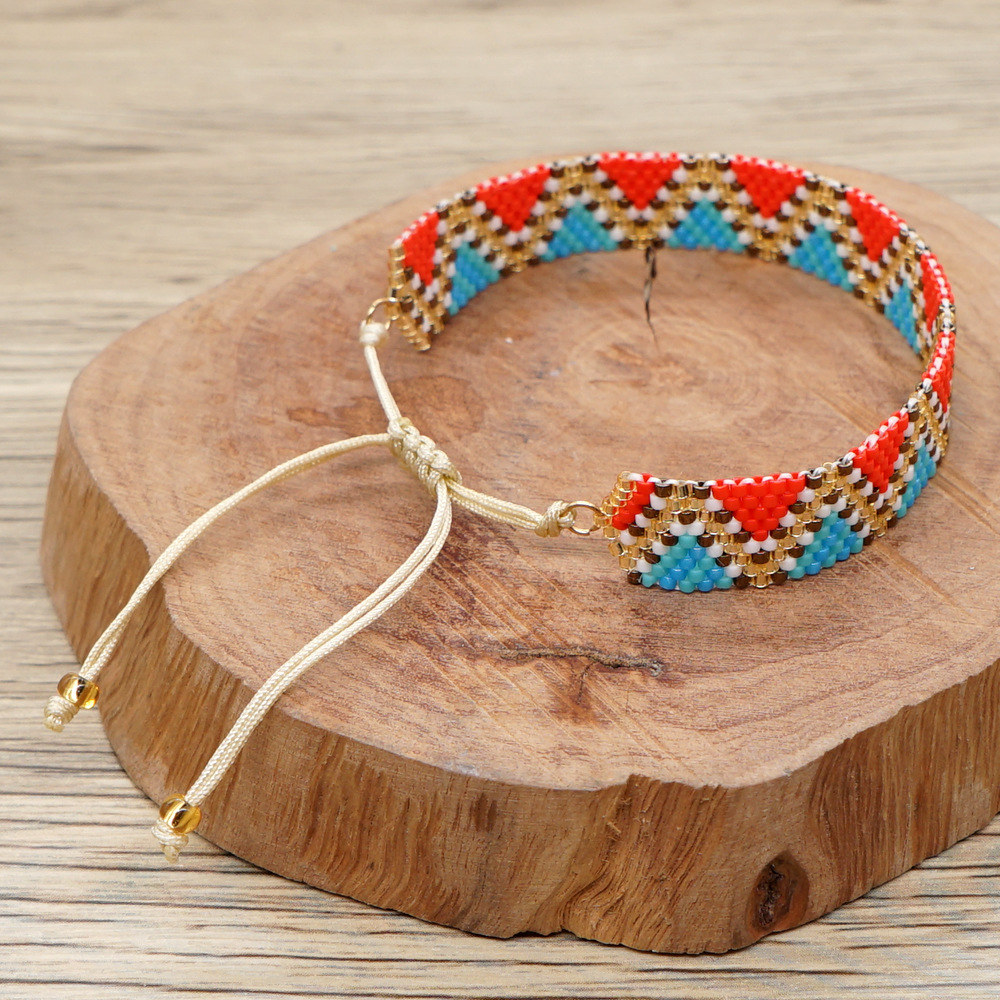 Bohemian Color Block Glass Beaded Bracelets