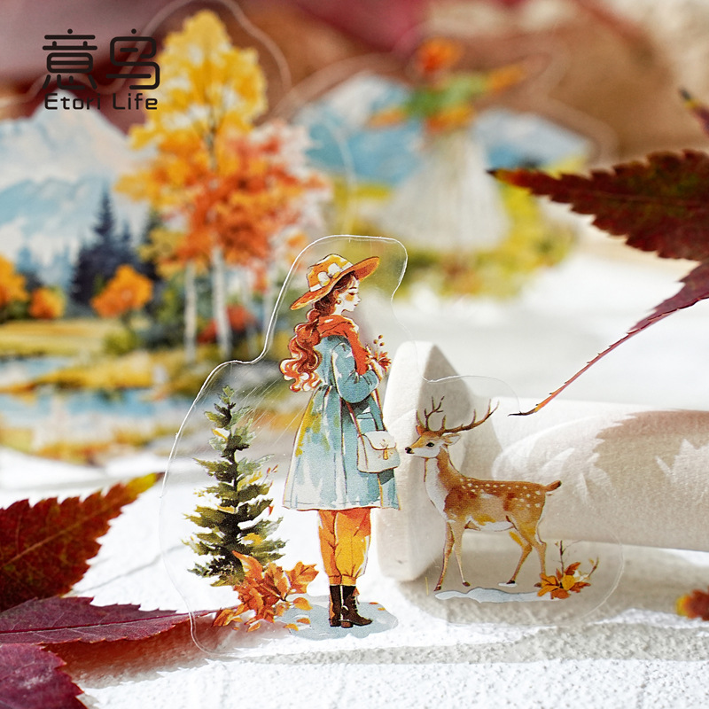 Yiniao Etori Sticker Pack Endless Grassland Series Mountain Forest Scenery Journal Decoration Materials 15 Pieces Included Yiniao Etori Sticker Pack Endless Grassland Series Mountain Forest Scenery Journal Decoration Materials 15 Pieces Included