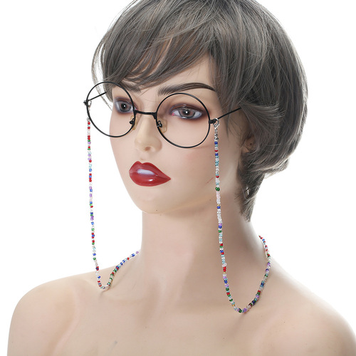 Amazon European and American style eyeglasses rope colorful rice beads anti-slip rope personalized simple eyeglasses chain chain accessories