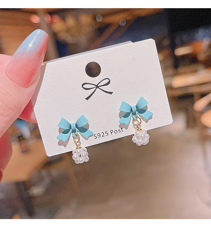 Fashion bow female simple pearl alloy ear drop jewelrypicture2