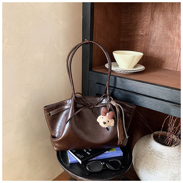 Túi tote nữ cỡ lớn dáng shopping đeo vai kẹp nách — Màu cà phê Không có mặt dây chuyền, Màu nâu không có mặt dây chuyền, Rượu vang đỏ không có mặt dây chuyền, Đen không có mặt dây chuyền chi tiết 8