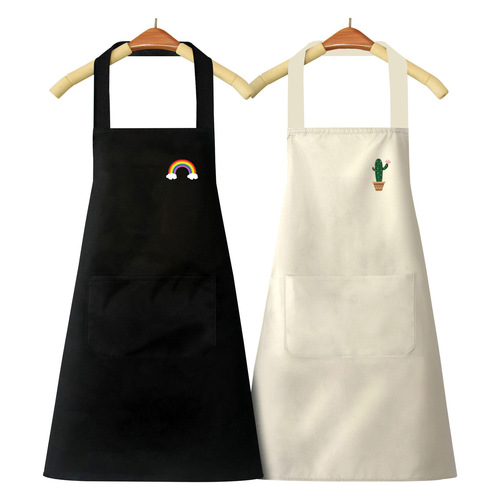 Cute cartoon Korean version of rainbow cactus, logo printable, household men's and women's kitchen, waterproof and oil-proof apron