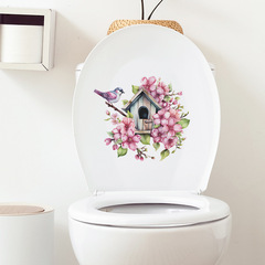 Foreign trade romantic flowers house bird children bedroom toilet sticker home decoration wall sticker decal self-adhesive wholesale cross-border