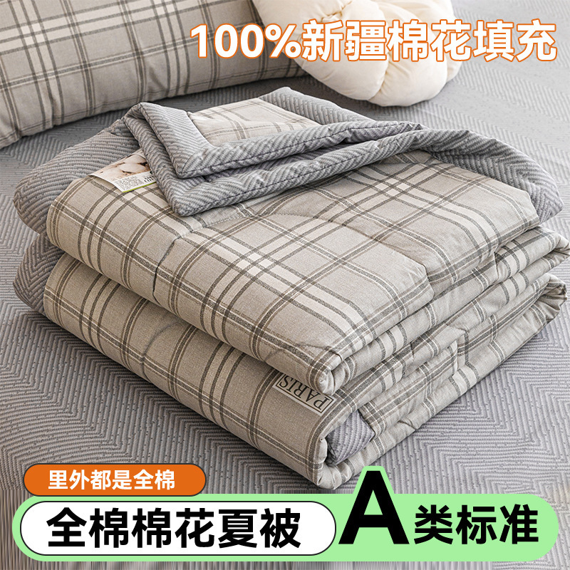Edredón de aire acondicionado lavable de algodón de clase A, núcleo de edredón de algodón de Xinjiang, edredón de algodón impreso de verano, edredón de regalo doble