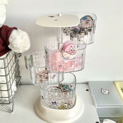 デスクトップ回転パフ収納ボックス透明ジュエリー分注ボックス整理多層寮学生家庭用物置棚