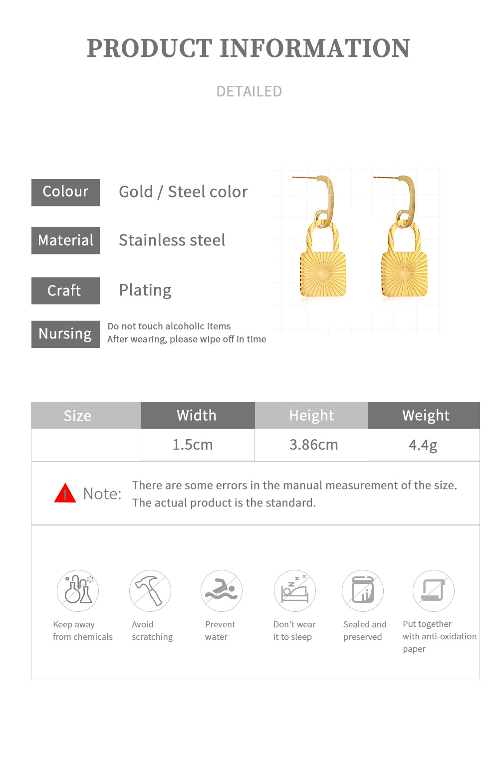 Geometric Fashion Stainless Steel No Inlaid Plating Earrings display picture 2