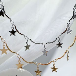 diy chain bent stick hanging five-pointed star chain metal electrophoresis color retention star handmade chain exotic clothing accessories