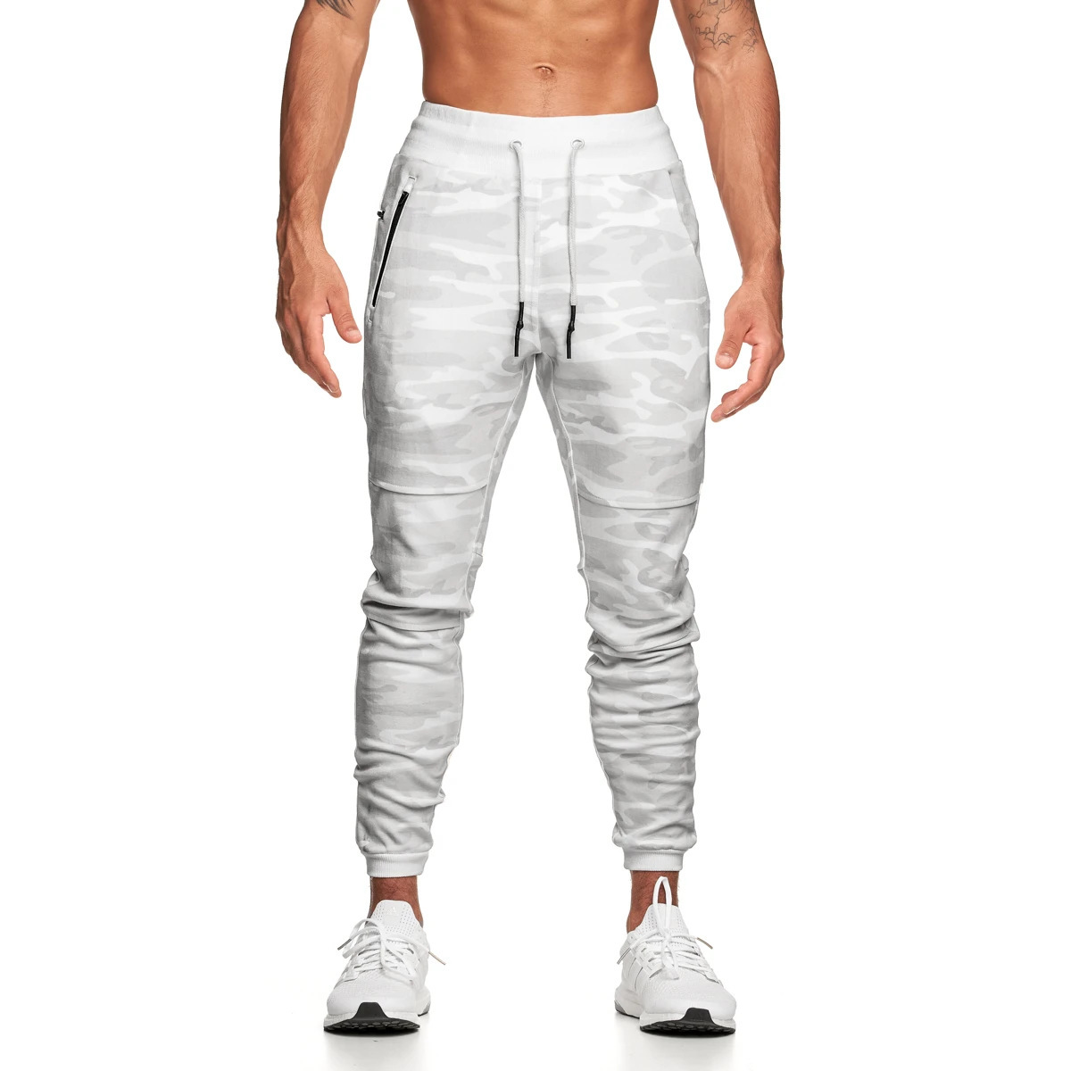 2022 de moda de estilo europeo y americano de los hombres de los deportes de los pantalones casuales de camuflaje de entrenamiento muscular de fitness slim fit tobillo-atado Pantalones