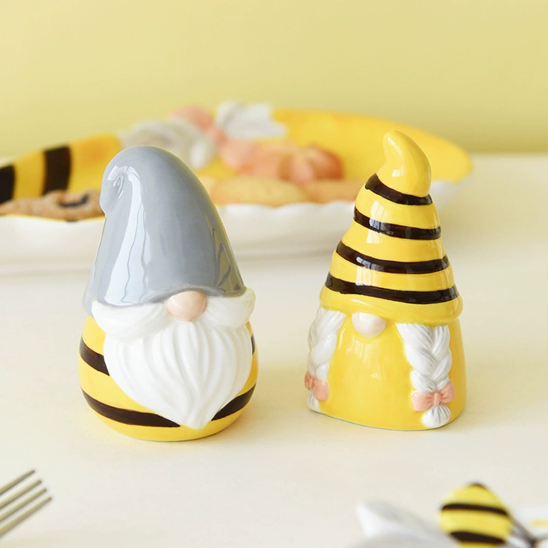 Керамическая перечница и солонка, креативный дизайн в виде пчелы-эльфа, высококачественное украшение с тиснением подсолнуха, декор в виде эльфа.