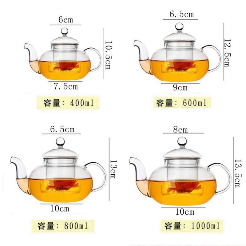 Tetera de Vidrio para Té de Vidrio resistente al calor Con filtro de té para Casa y Oficina