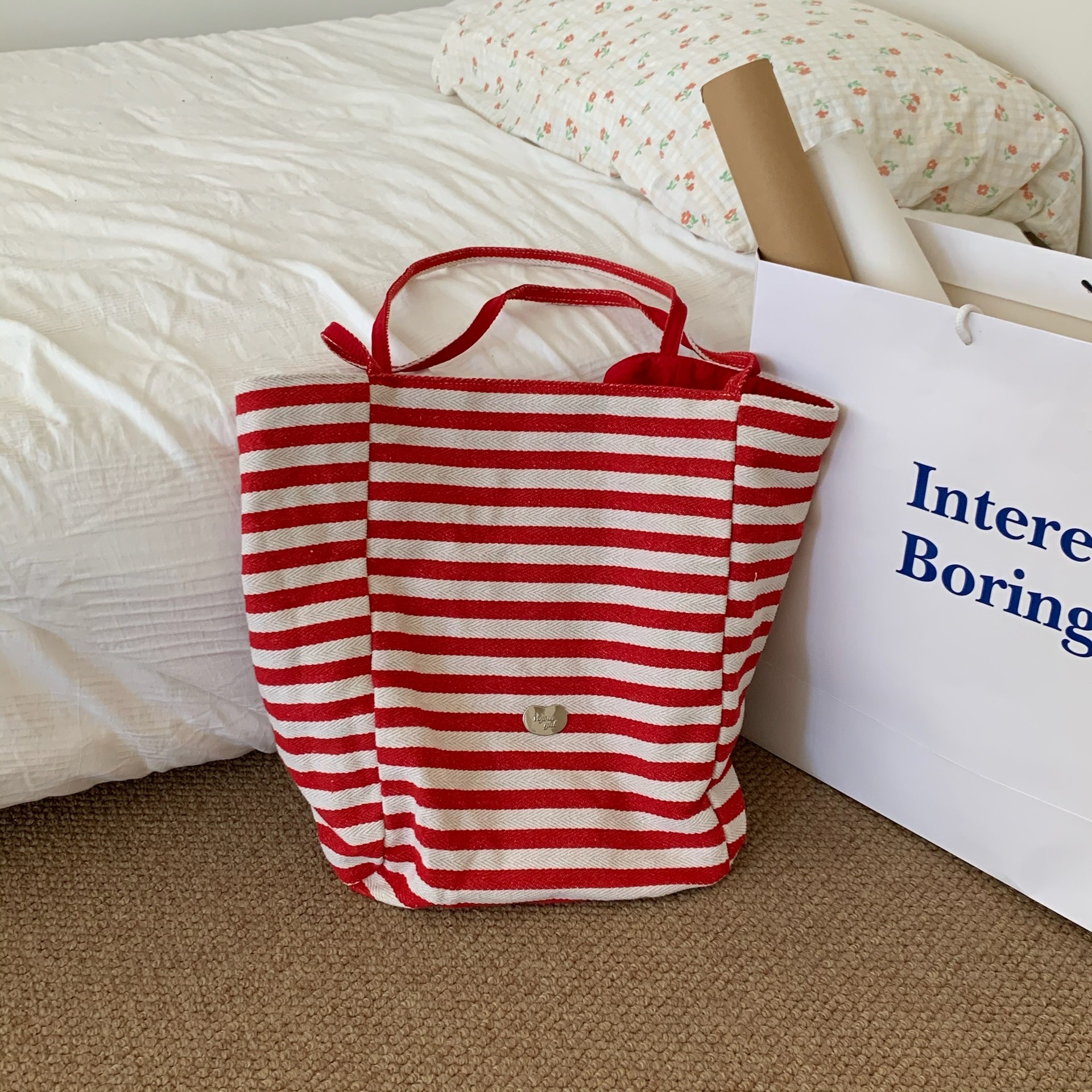 믿음 레드 스트라이프 양면 백팩 (밝은 라벨)