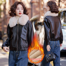 海宁正品加绒真皮皮衣女短款2025冬季加厚狐狸毛领皮毛一体外套潮