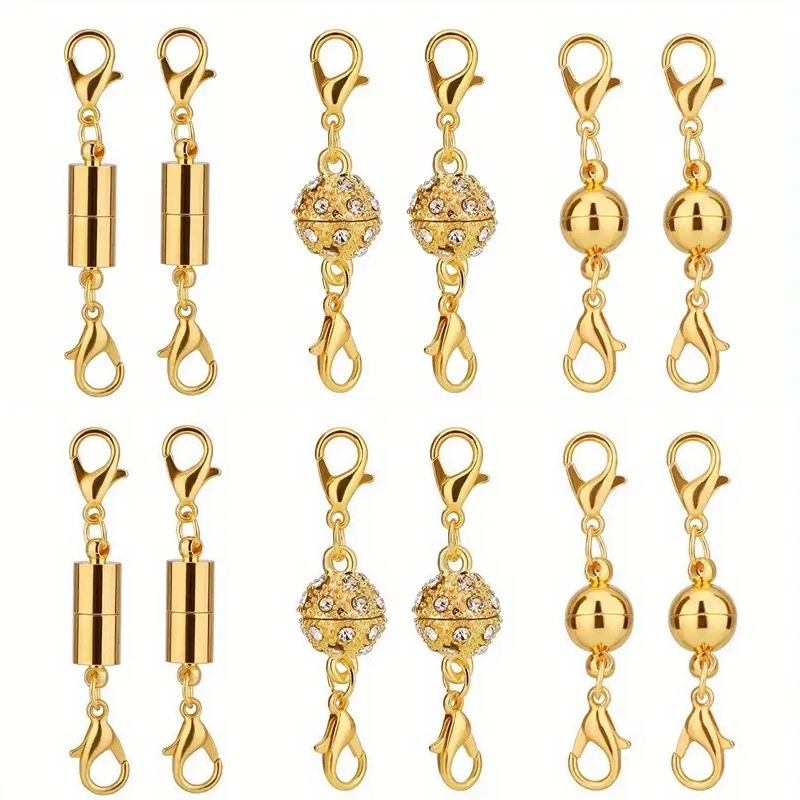 国境を越えた売れ筋ジュエリーアクセサリー12点セット、ネックレスバックル、ブレスレットバックル、ダイヤモンドボールマグネットバックル、円筒ボール磁気|undefined
