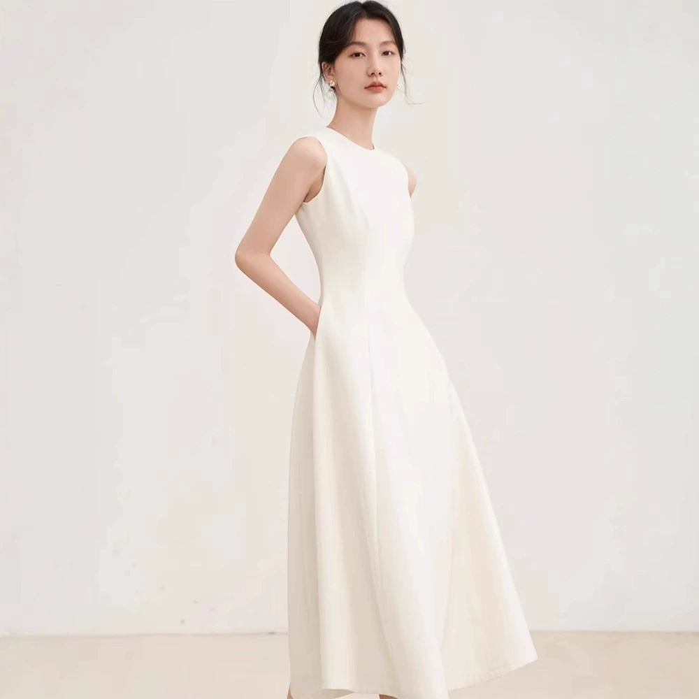 Summer evening dress, dress with sleeves sleevless, fitted, high-quality style, french style