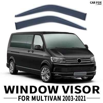 Suitable for Volkswagen Multivan T5 T6 Window Visor (Rain shield) - standard-packing-without-logo-multivan-mk1-2003-2021-plexiglas-with-bright-strips-rain-shield-2pcs