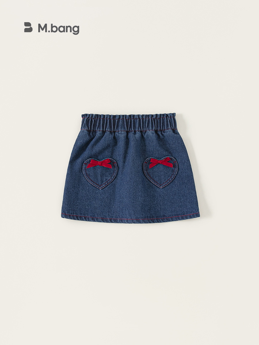 Youbao ropa para niños 2025 otoño nuevo producto vestido de mezclilla para niños amor arco falda de niña falda de niña