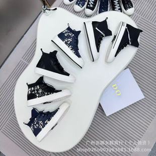European Station D Brand Embroidered High-Top Canvas Shoes for Women 2025 New Thick-Soled Flyknit Sports Casual White Sneakers Trendy Shoes