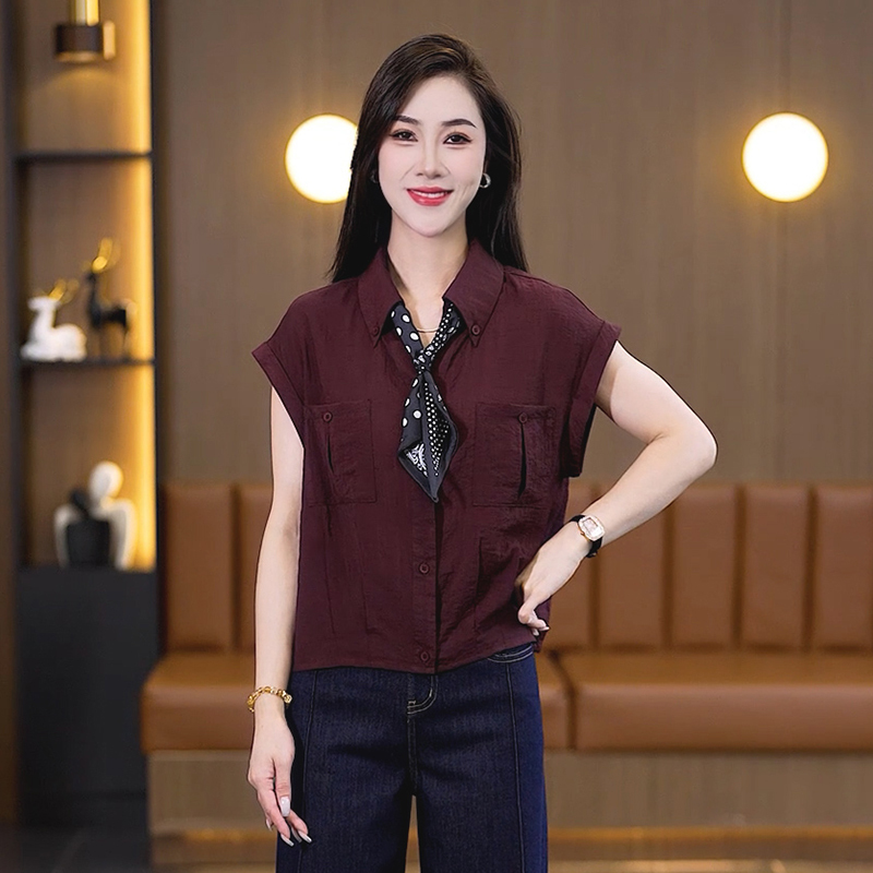 气质衬衣女带领休闲小上衣2025新款爆款夏日轻薄衬衫今年流行小衫|undefined
