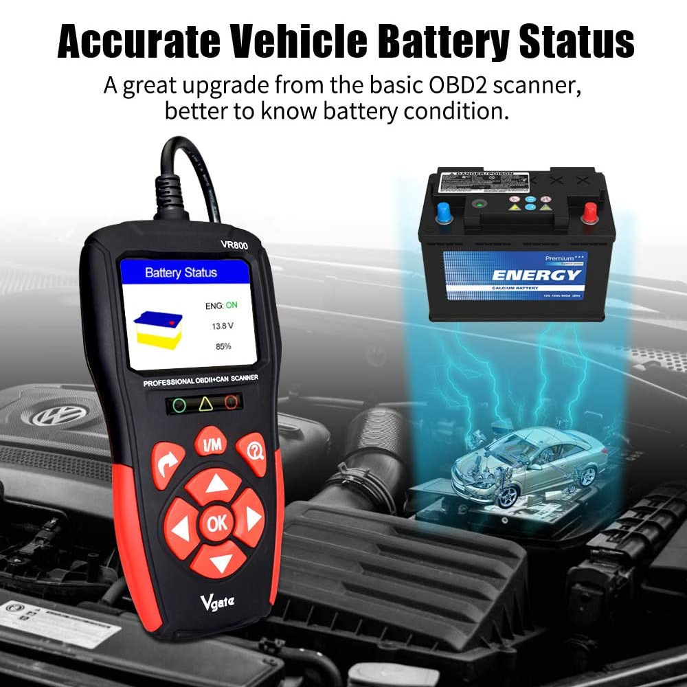 VR800 OBDII/CAN Diagnostic Tool, Automotive Battery Fault Diagnosis Tool, Automotive Battery Scanner