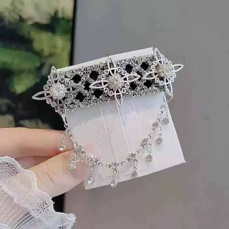 璀璨星河~黑曜石闪钻名族风铃铛流苏发夹女感甜美前额侧边夹包邮|undefined