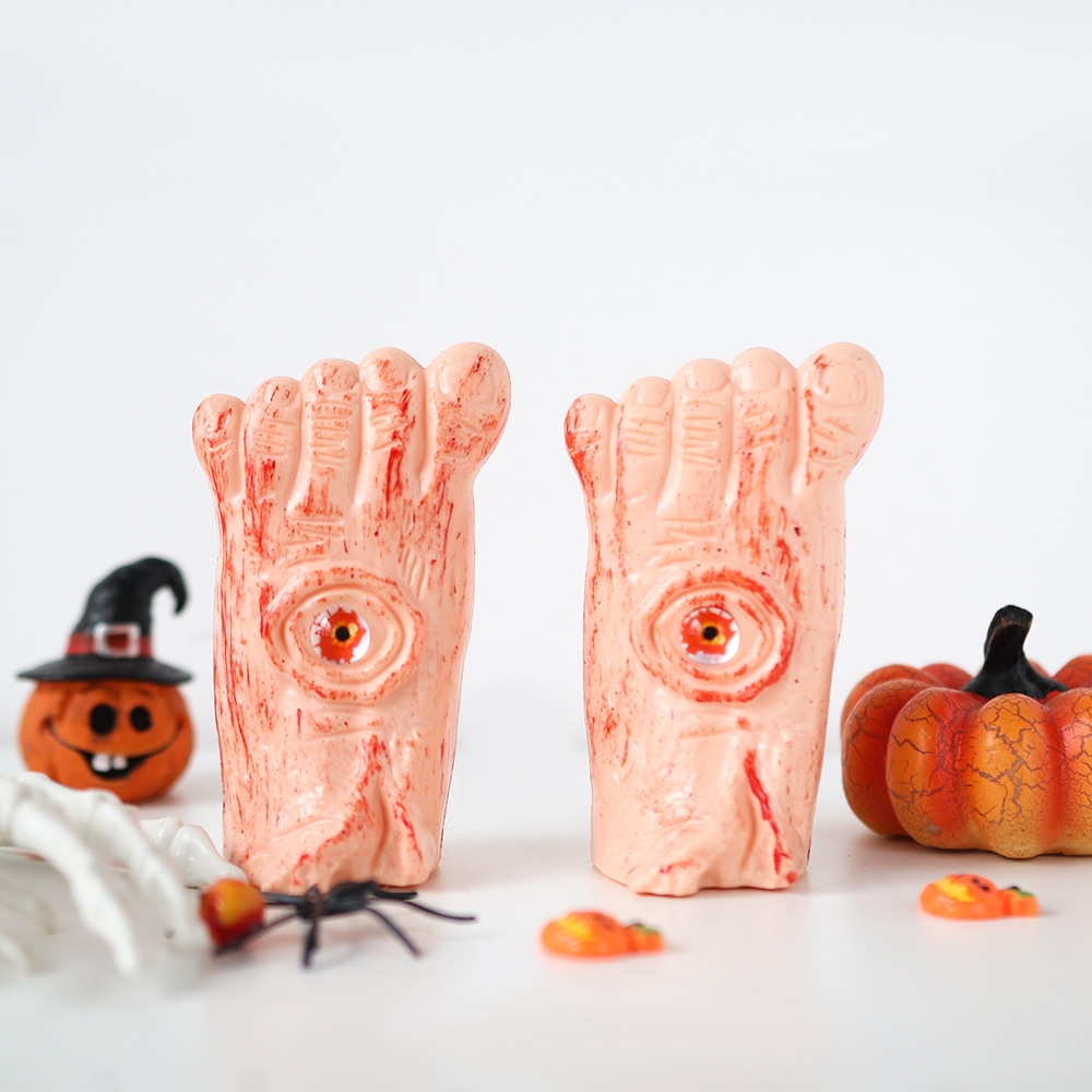 Decoración de Halloween props festivos horrores artículos de diseño de simulación de plástico pie roto correa de sangre ojos lámpara de vela electrónica